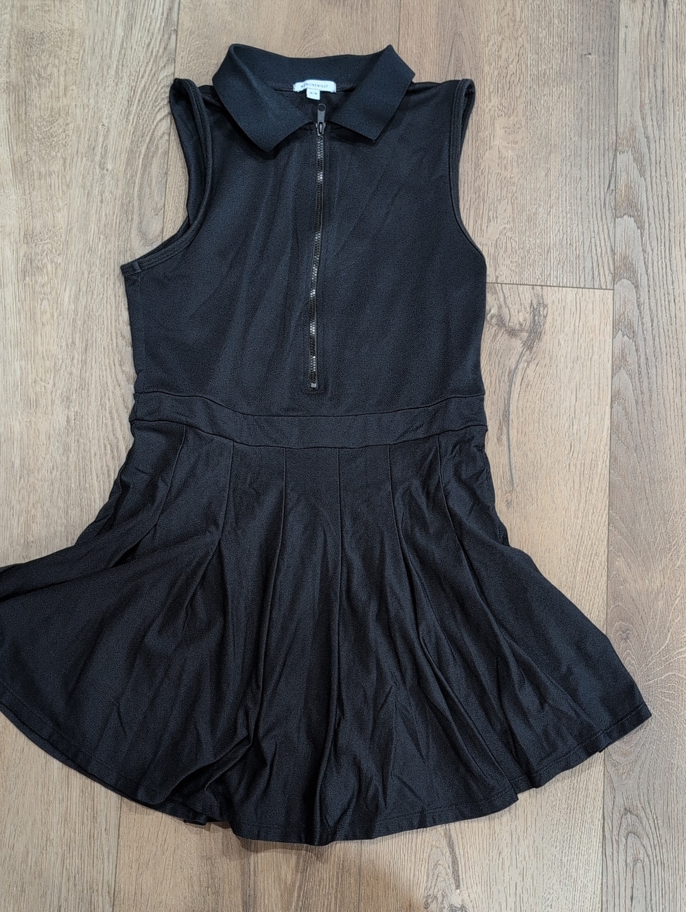 WeWoreWhat Black Sleeveless Tennis Dress Polo Zip One-Piece